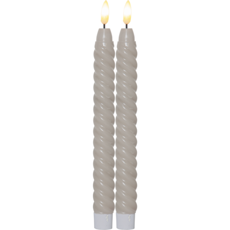 20 stk Star Trading Flamme Swirl LED kronelys, batteri, beige