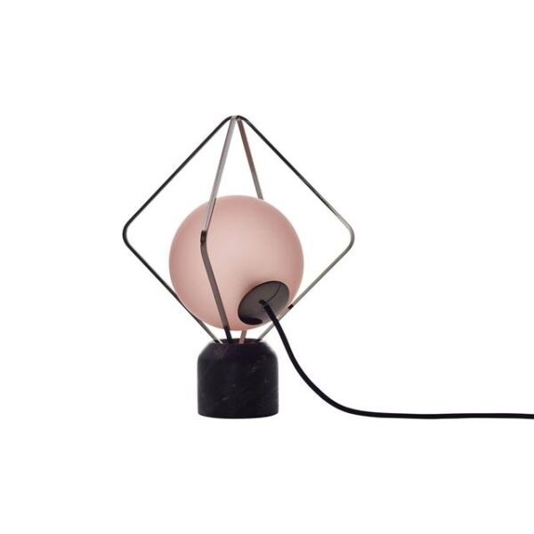 Brokis Jack O' Lantern Bordlampe Lille Sort Krom/Pink Glas med Sort Marquina Fod