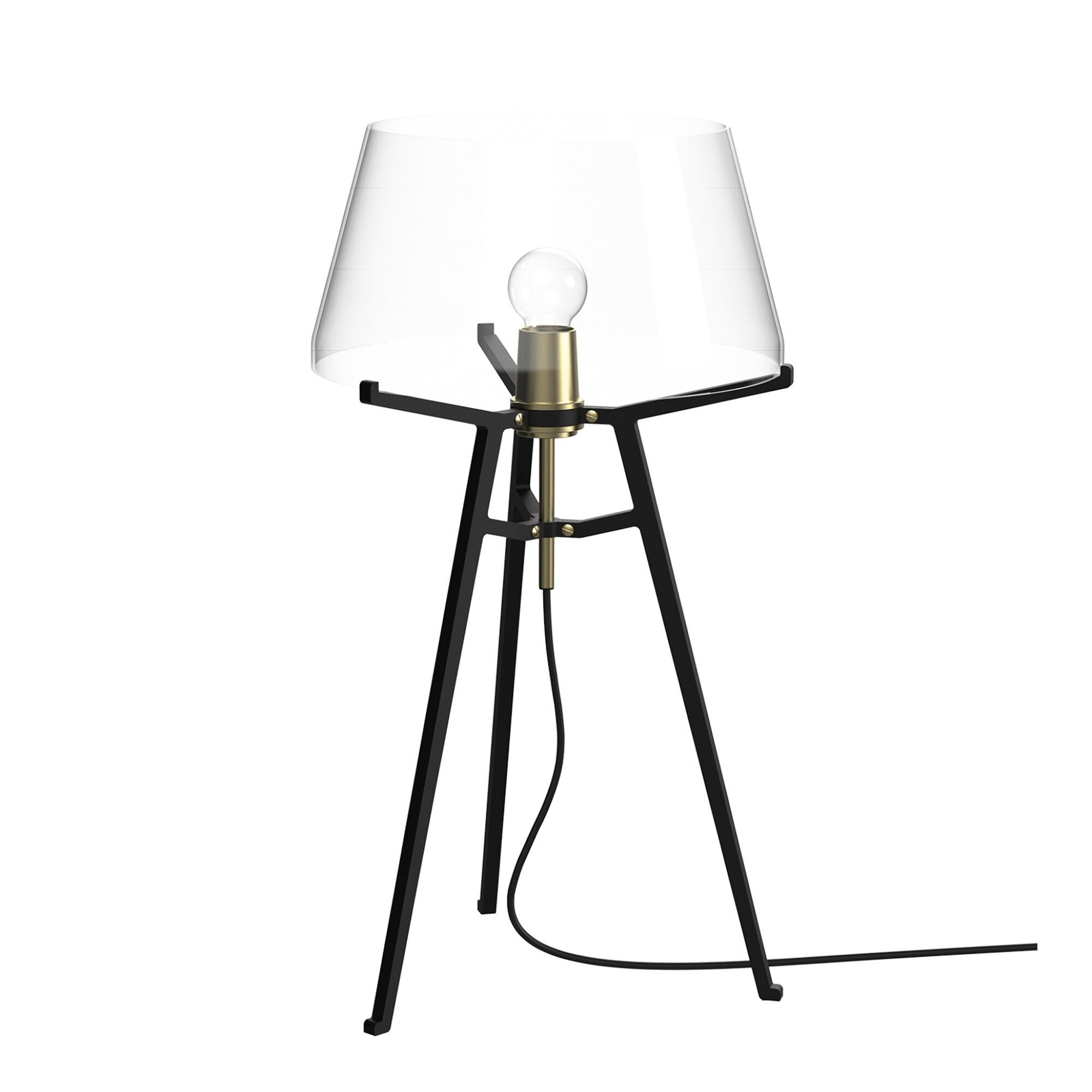 Ella Bordlampe Sort/Transparent Glas