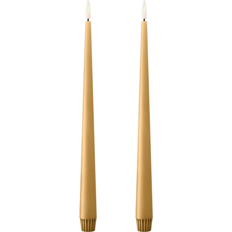 Ester & Erik LED kronelys, 30 cm, karry gul, 2-pak