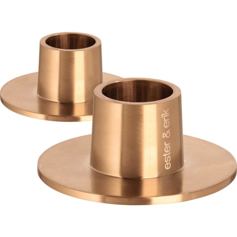 Ester & Erik lysestager, børstet rosa guld, 2-pak