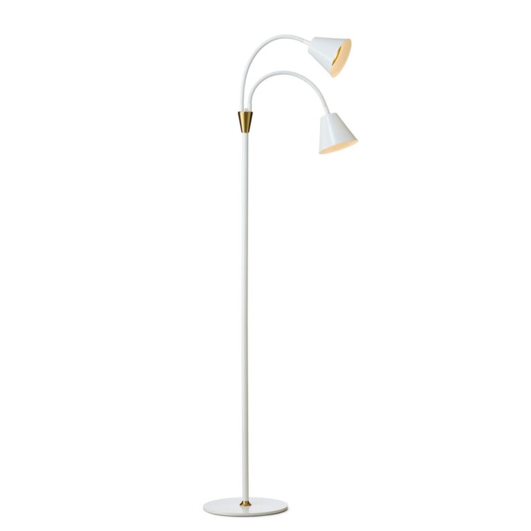 Hygge gulvlampe med 2 arme, hvid