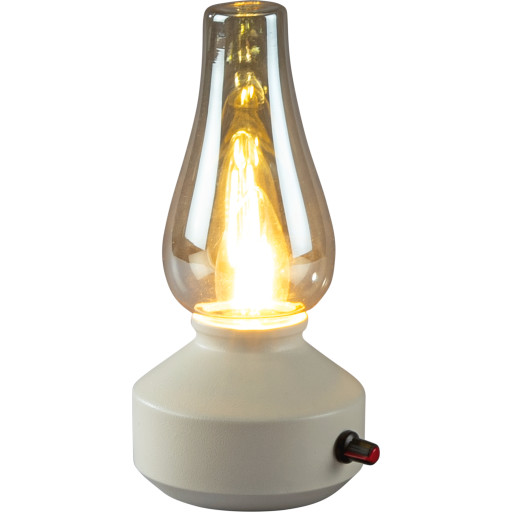 "Konstsmide genopladelig ""olie""lampe, hvid"
