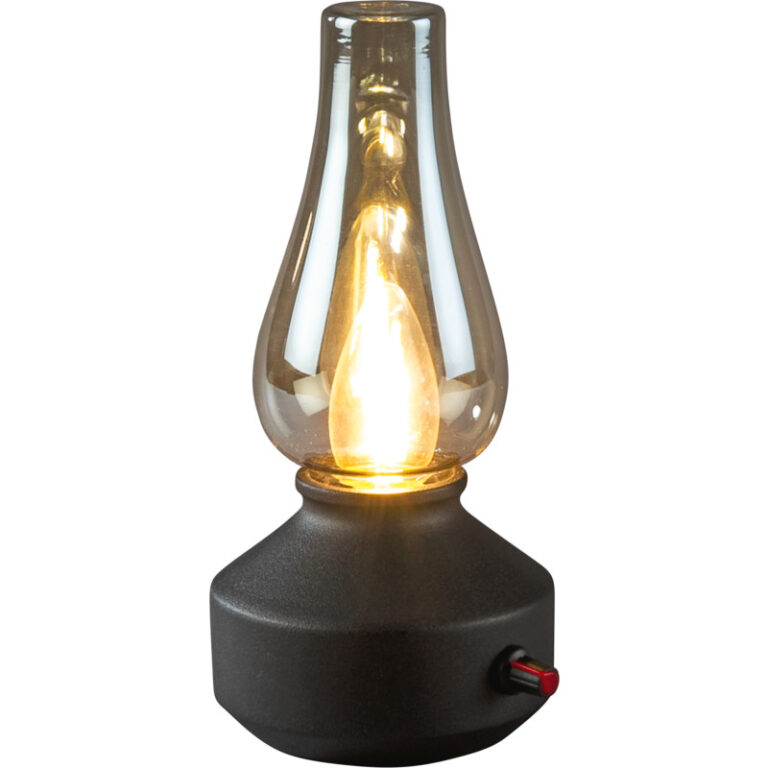 "Konstsmide genopladelig ""olie""lampe, sort"