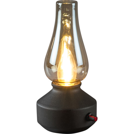 "Konstsmide genopladelig ""olie""lampe, sort"