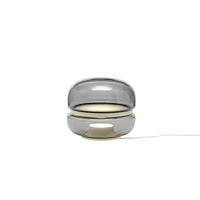 Macaron Bordlampe Lille Røgfarvet Glas/Hvid Onyx