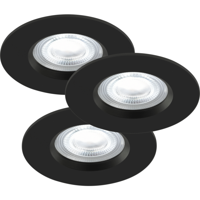 Nordlux Smart Don indbygningsspot, sort, 3-pak