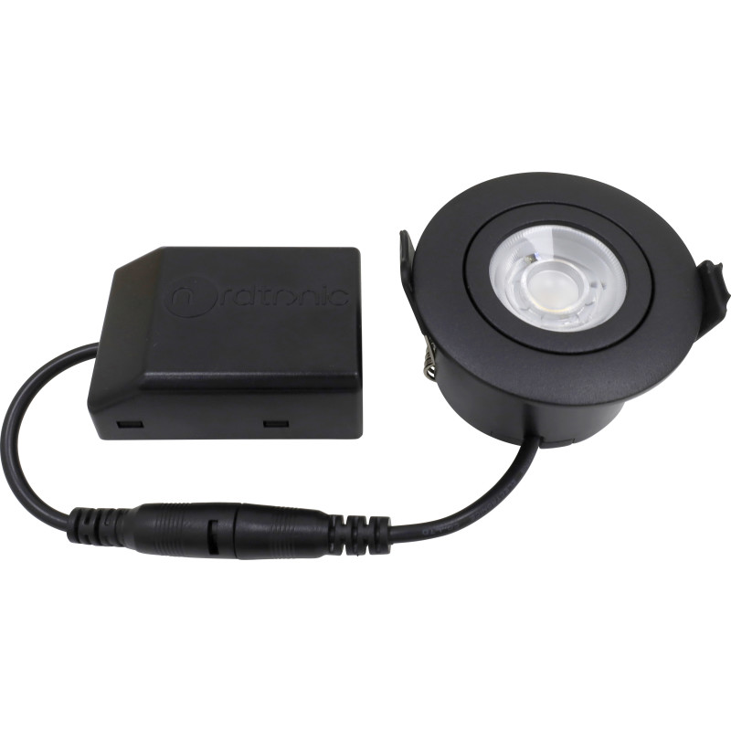 Nordtronic Low Profile Flexible indbygningsspot, Ø5,5 cm, sort, 3000K