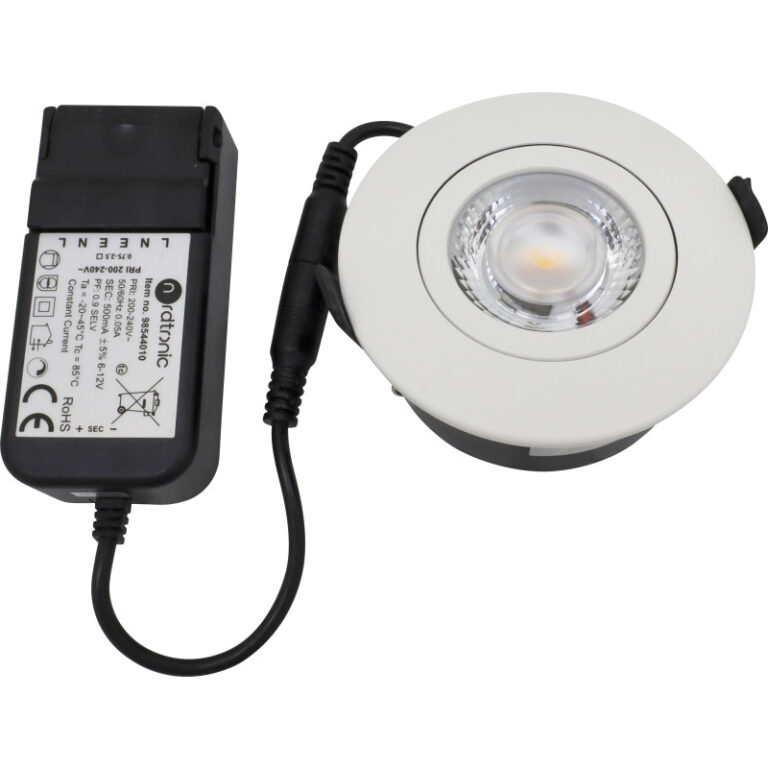 Nordtronic Low Profile Flexible indbygningsspot, driver, Ø7,5 cm, DTW, hvid