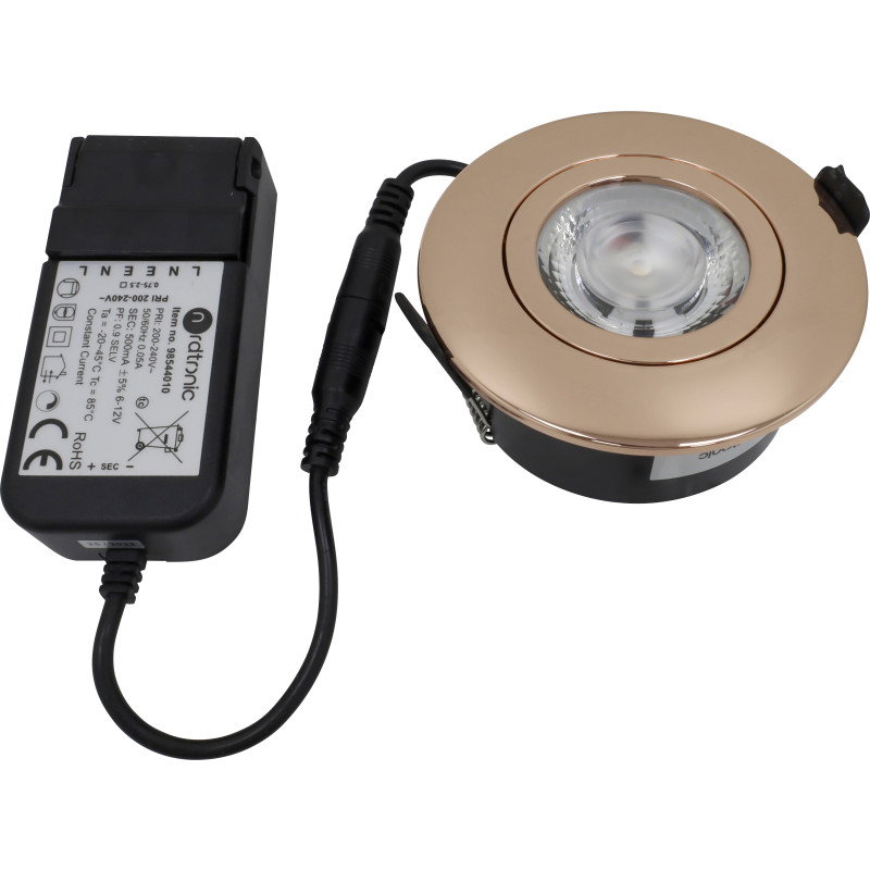 Nordtronic Low Profile Flexible indbygningsspot, driver, Ø7,5 cm, kobber, 4000K