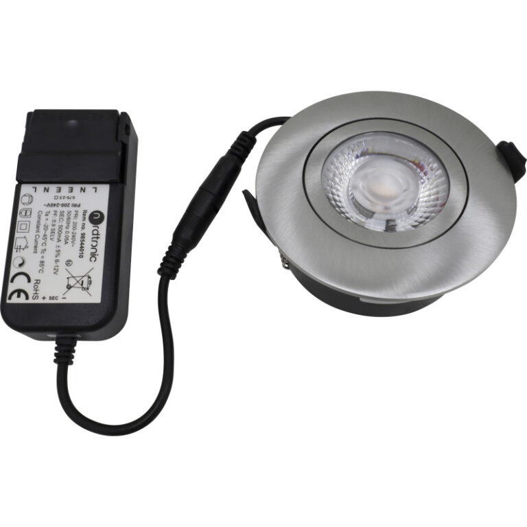 Nordtronic Low Profile Flexible indbygningsspot, driver, Ø8,3 cm, børstet alu, 4000K