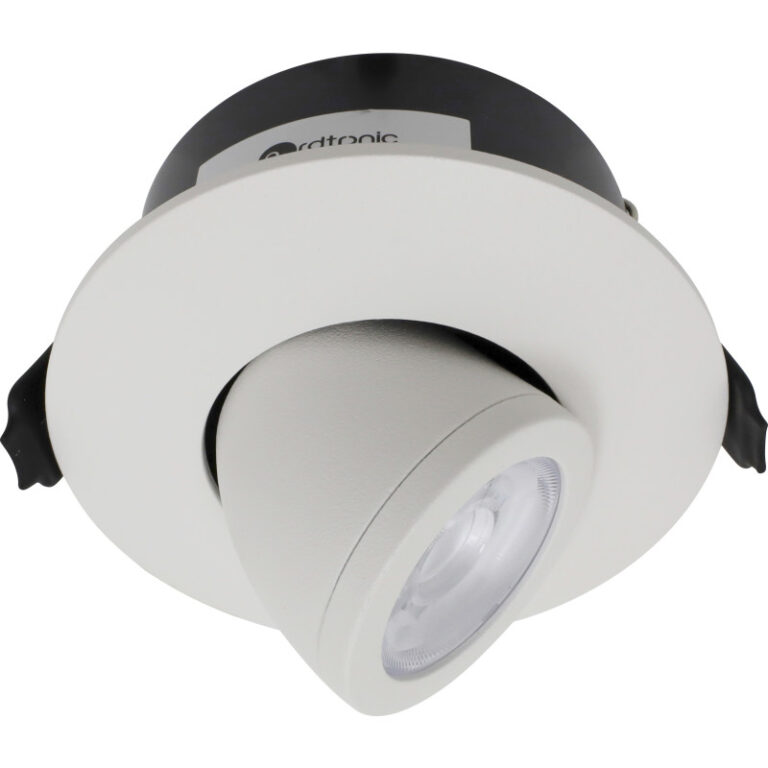 Nordtronic Low Profile Flexible indbygningsspot, driver & kip, Ø7,5 cm, hvid, 2700K
