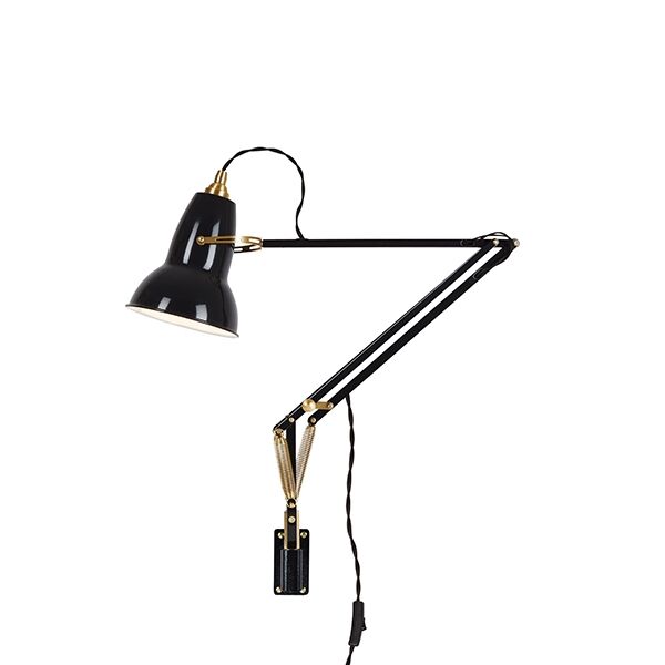 Original 1227 Messing Lampe med Vægbeslag Jet Black