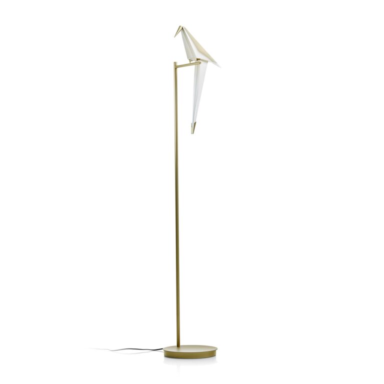 Perch Light Gulvlampe Messing/Hvid