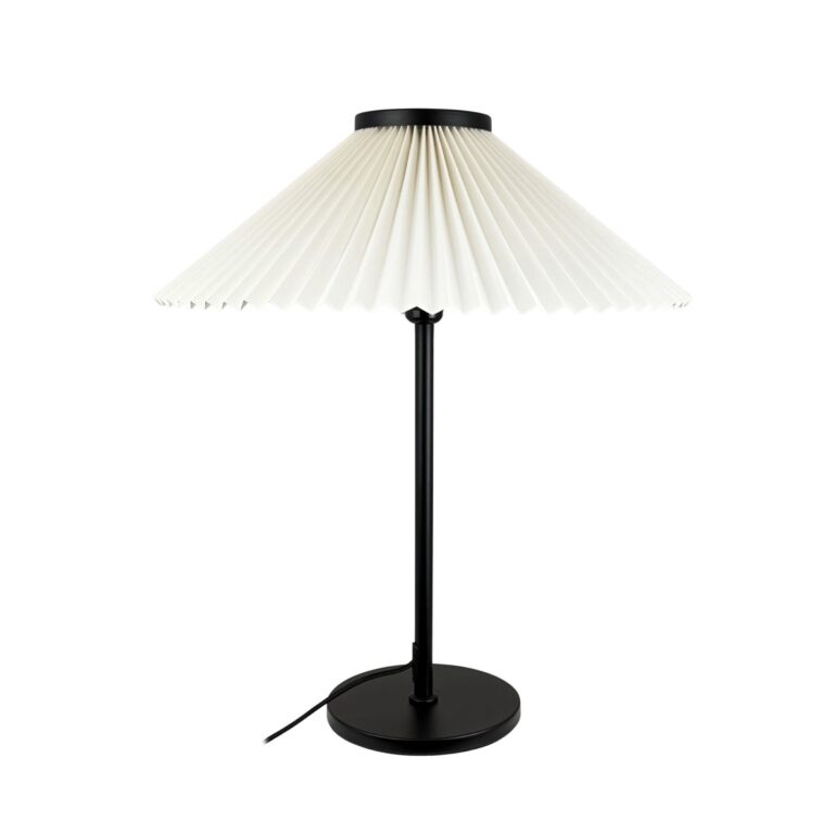 Plissé Bordlampe Sort/Off White