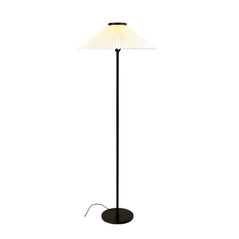 Plissé Gulvlampe Sort/Off White