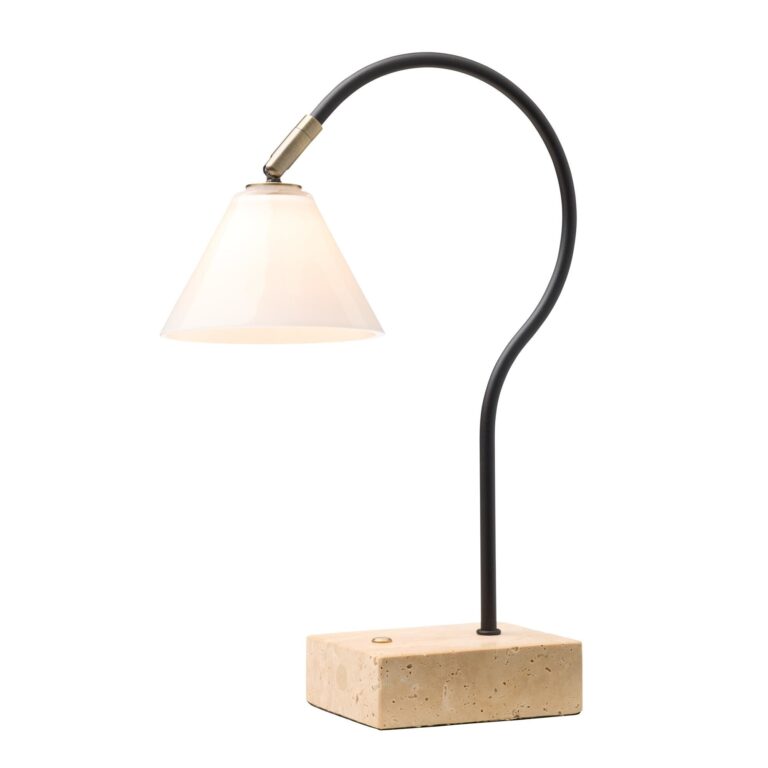 Question Transportabel Lampe Sort/Antik Messing/Opal