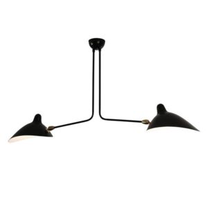 Serge Mouille Plafonnier 2 Loftlampe Sort & Messing Fikseret