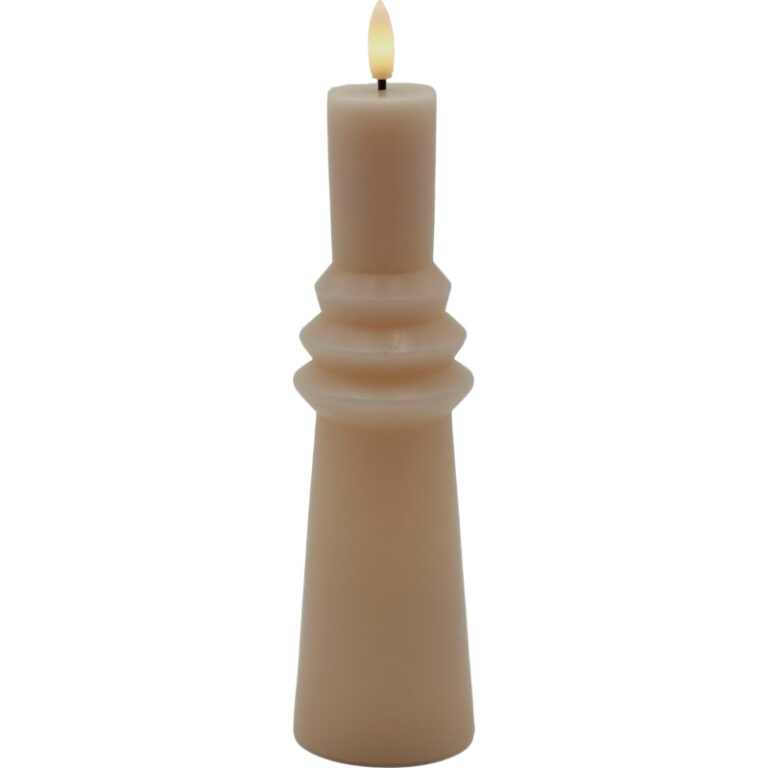 Sirius Sille Nordic Sculpture Ringet kunstig stearinlys, brun