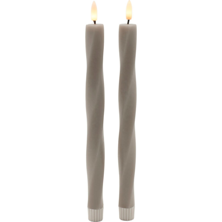 Sirius Sille Nordic Sculpture Twist kunstig stearinlys, grå