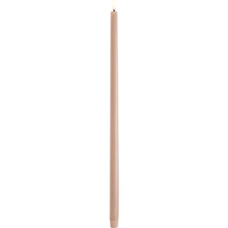 Uyuni LED kronelys, høj, batteri, beige