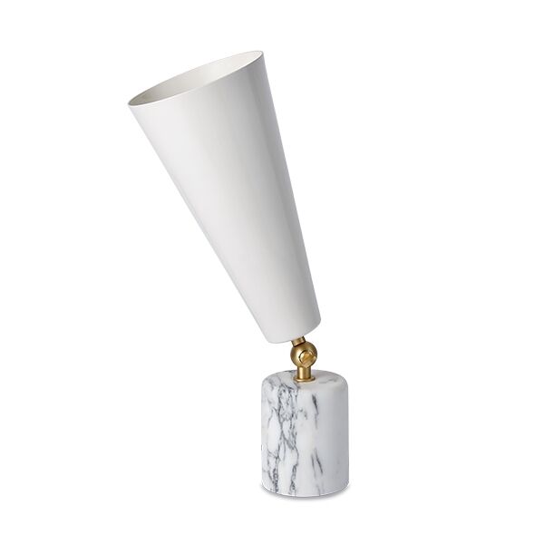 Vox Bordlampe Hvid Marmor & Mat Messing/Hvid Lille