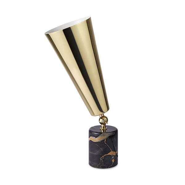 Vox Bordlampe Sort/brun Marmor & Messing Lille