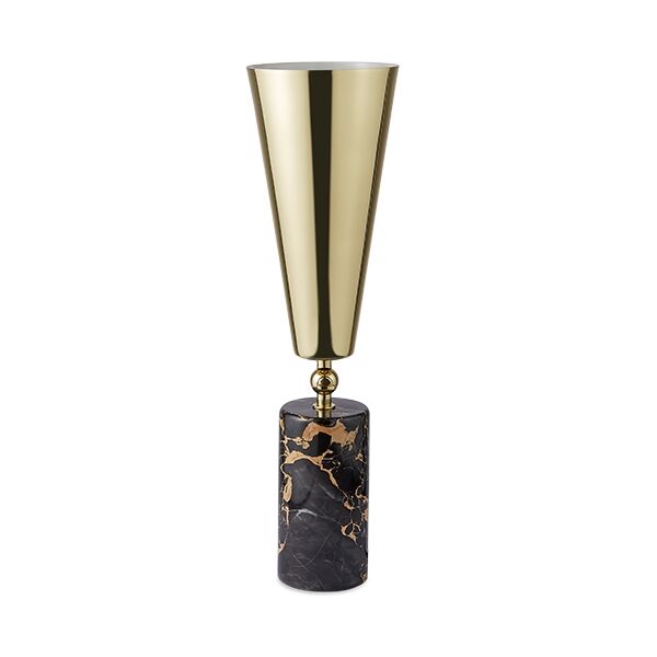 Vox Bordlampe Sort/brun Marmor & Messing Stor