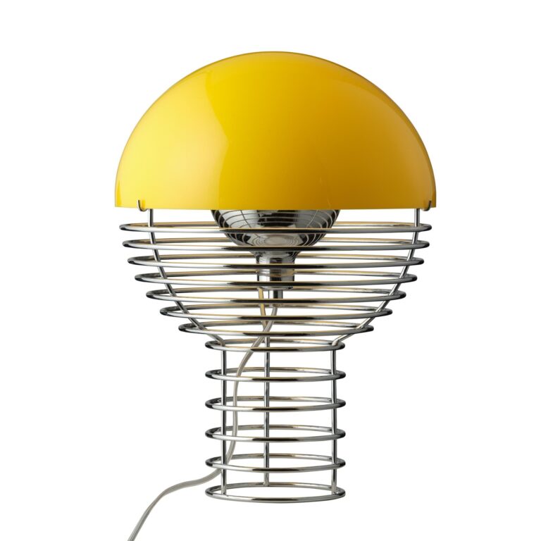 Wire Bordlampe Ø30 Krom/Gul